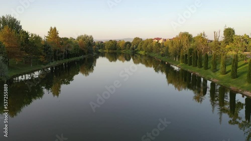 Aerial view of Eskişehir and river ff Porsuk. 4K UHD aerial video. photo