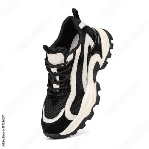 Sneakers. Sport shoes isolated on white background. Black sneakers running shoes. Casual shoes. Youth style. Shoes for fitness, running, yoga. Casual style.