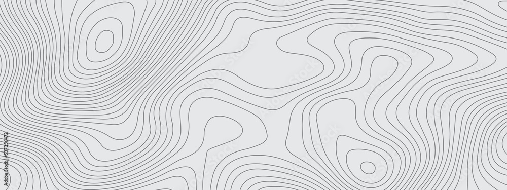 Gray and white wavy abstract topographic map contour, lines Pattern background. Topographic map and landscape terrain texture grid. Wavy banner and color geometric form. Vector illustration. Gray and white wavy abstract topographic map contour, lines Pattern background. Topographic map and landscape terrain texture grid. Wavy banner and color geometric form. Vector illustration.