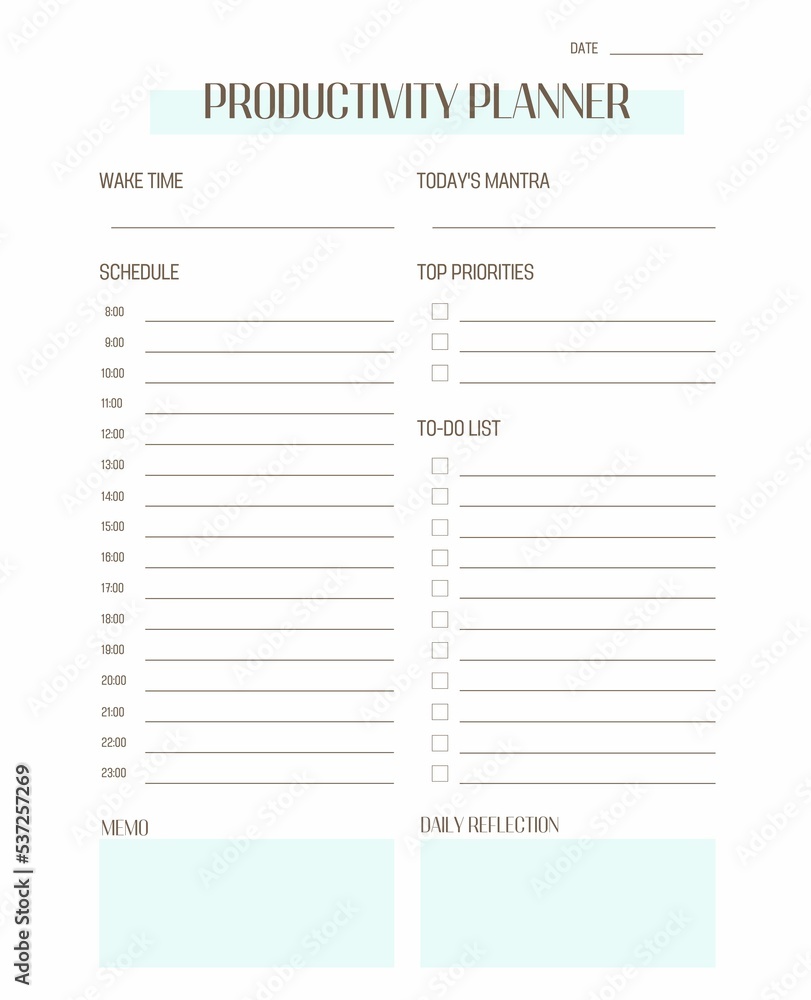 productivity planner template. Simple printable to do list. Business organizer page. Paper sheet. productivity planner template. Simple printable to do list. Business organizer page. Paper sheet.
