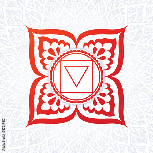 Muladhara chakra colorful symbol icon. Root chakra.