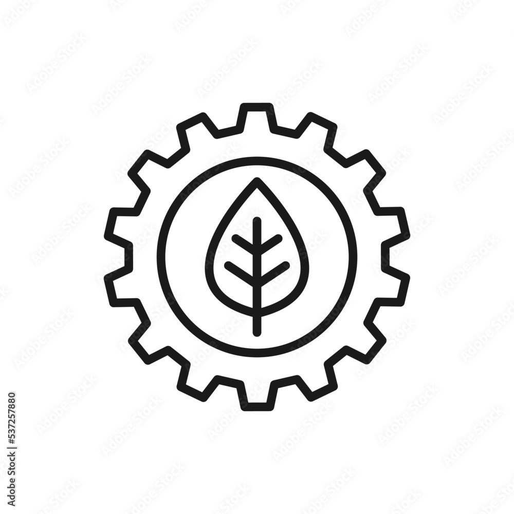 Leaf and gear. Eco industry icon concept isolated on white background. Vector illustration Leaf and gear. Eco industry icon concept isolated on white background. Vector illustration