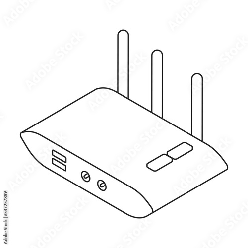 Router vector icon. Outline vector icon isolated on white background router.