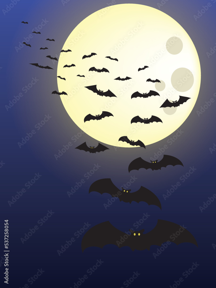 Flying bat with full moon background Flying bat with full moon background