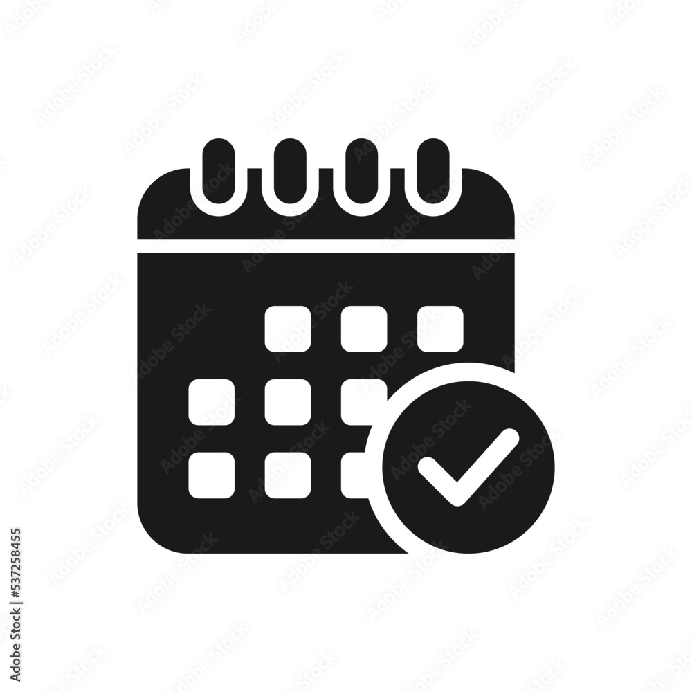 Calendar with a checkmark. Schedule, reminder, and agenda icon design isolated on white background. Vector illustration Calendar with a checkmark. Schedule, reminder, and agenda icon design isolated on white background. Vector illustration