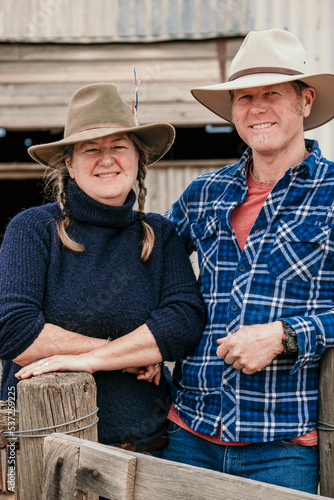 Rural couple in their fifties smiling