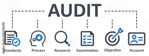 Audit icon - vector illustration . audit, standard, research, process, examination, objective, account, quality, infographic, template, presentation, concept, banner, pictogram, icon set, icons .