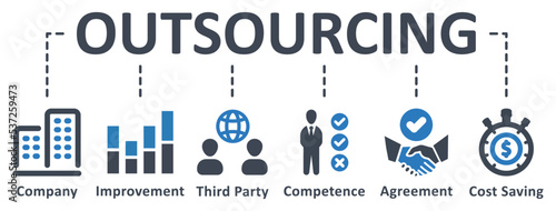 Outsourcing icon - vector illustration . outsourcing, company, improvement, external, competence, agreement, cost, saving, infographic, template, concept, banner, pictogram, icon set, icons .