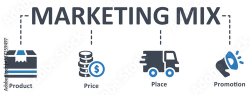 Marketing Mix icon - vector illustration . marketing, mix, product, price, place, promotion, advertising, infographic, template, presentation, concept, banner, pictogram, icon set, icons .