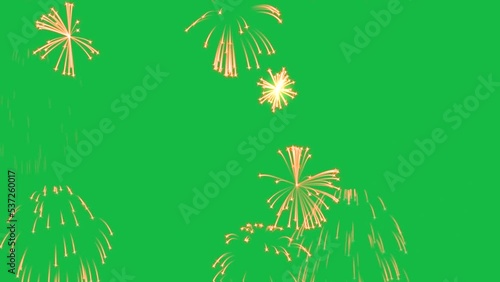 Fire works  motion graphics on green screen background.