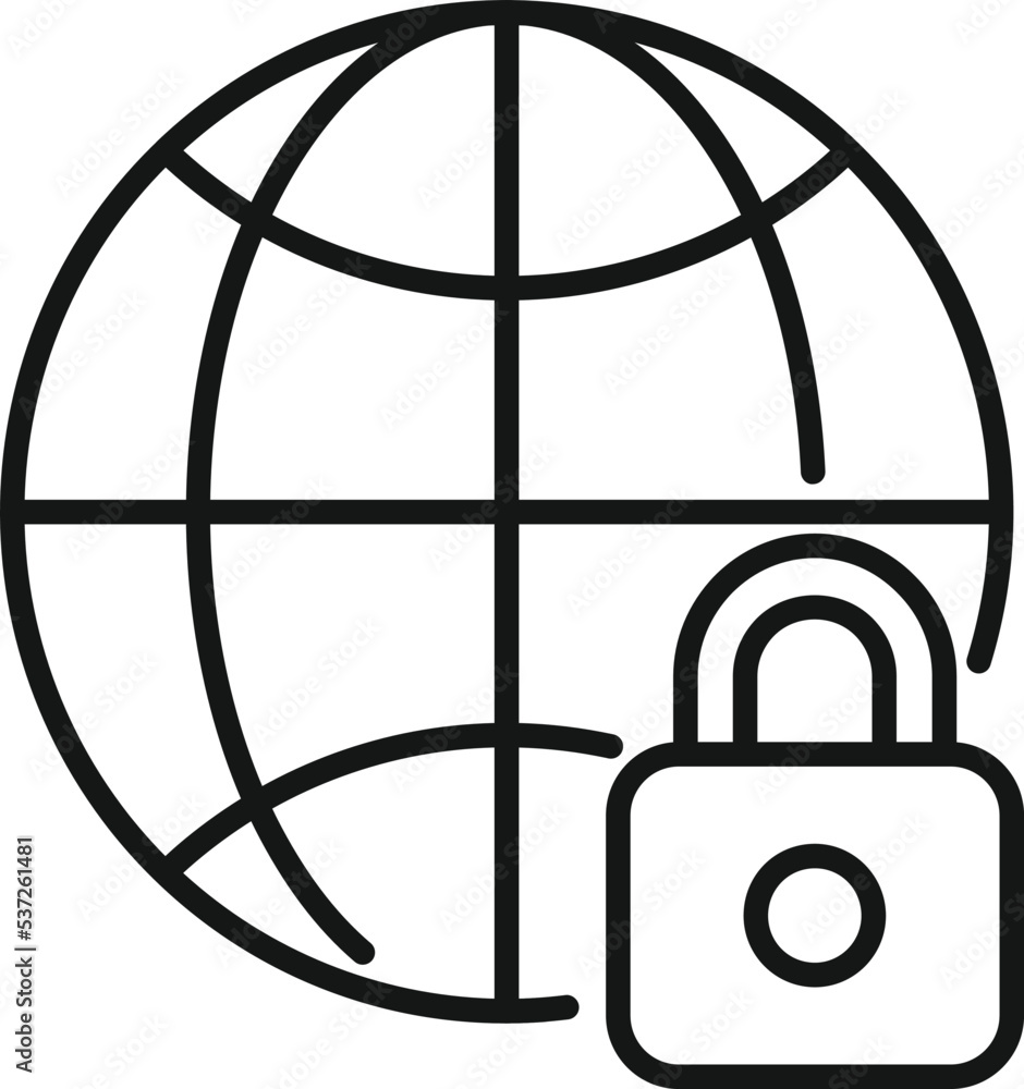Global privacy icon outline vector. Cyber personal. Information shield