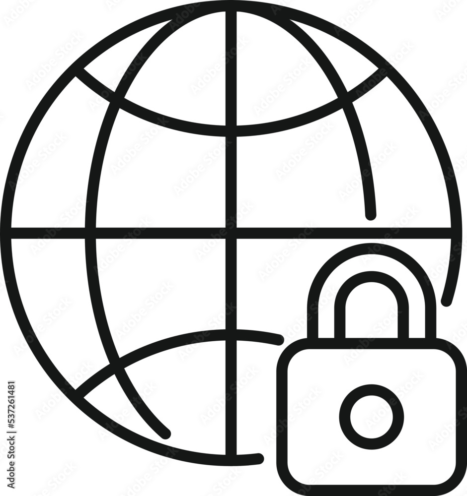 Global privacy icon outline vector. Cyber personal. Information shield Global privacy icon outline vector. Cyber personal. Information shield