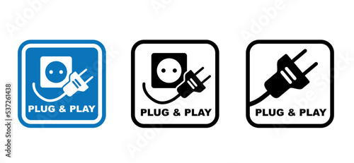 Wallpaper Mural Plug & play sign. Cartoon electric plug. socket, electricity, power logo or symbol. Power plugs and cable signs. Socket plug adapter. Wire, cable of energy icon. Hardware facility information icon Torontodigital.ca