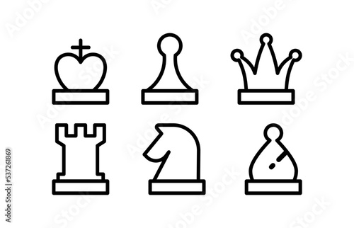 Icon Set Chess, Game needs strategy and tactic, editable stroke.