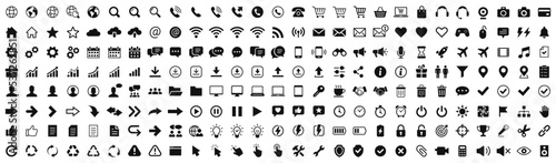 Web icons. Icons web, shopping, technology, message, document, chatting, mail, device, avatar, calendar collection. Vector