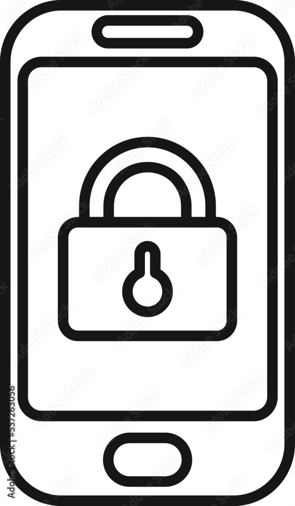 Phone lock icon outline vector. Data privacy. Safe personal Phone lock icon outline vector. Data privacy. Safe personal