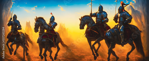 Artistic concept painting of a medieval army on the battlefield , background illustration.