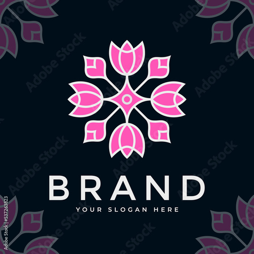 Luxury floral pink logo on dark background