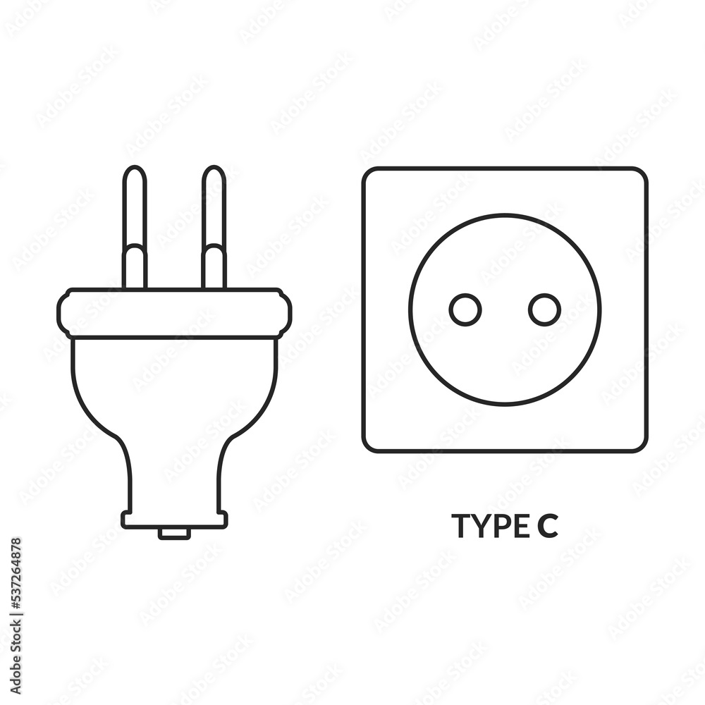 Socket vector icon.Outline vector icon isolated on white background socket. Socket vector icon.Outline vector icon isolated on white background socket.