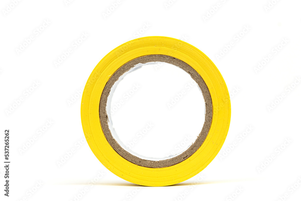 yellow insulating sticky tape roll isolated on the white background yellow insulating sticky tape roll isolated on the white background