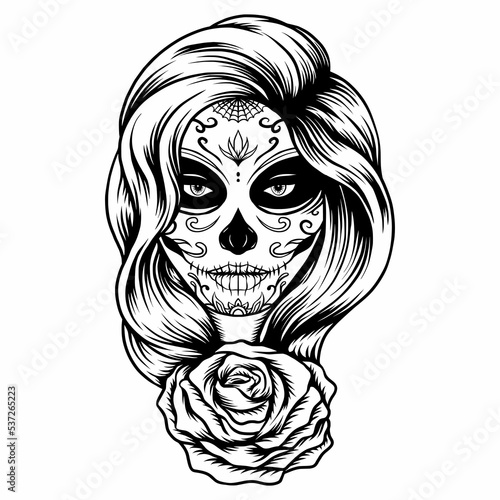Sugar skull lady rose