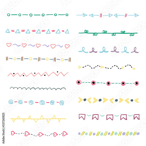 Ribbon, borders, dividers set. Hand drawn brush strokes, lines collection. Doodle Decorative design elements.