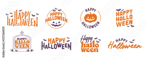 Happy Halloween lettering. Holiday lettering for banner, poster, greeting card or party invitation. Vector illustration.
