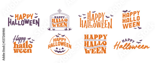 Happy Halloween lettering. Holiday lettering for banner, poster, greeting card or party invitation. Vector illustration.