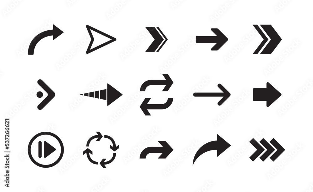 Arrow vector pictogram. Icon set of arrows. Arrow vector pictogram. Icon set of arrows.