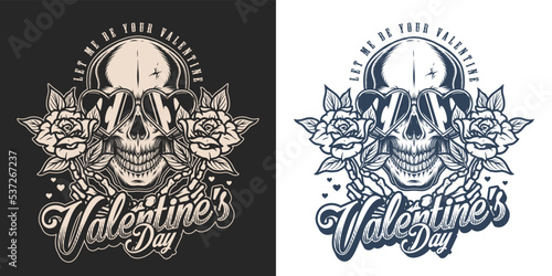 Valentine Day vintage monochrome label
