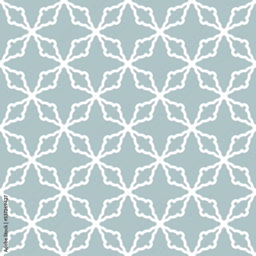 Fototapeta premium Seamless vector ornament in arabian style. Geometric abstract blue and white background. Grill with pattern for wallpapers and backgrounds