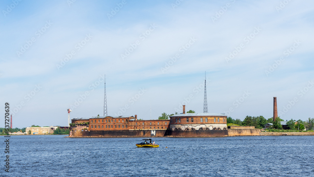 Fort of Emperor Peter the Great is monument of history and architecture. Created to protect Merchant Harbor from south, Kronstadt, Russia