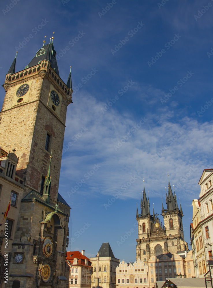 Tour de l'Hôtel de ville et Église de Notre-Dame de Týn, Prague, République Tchèque