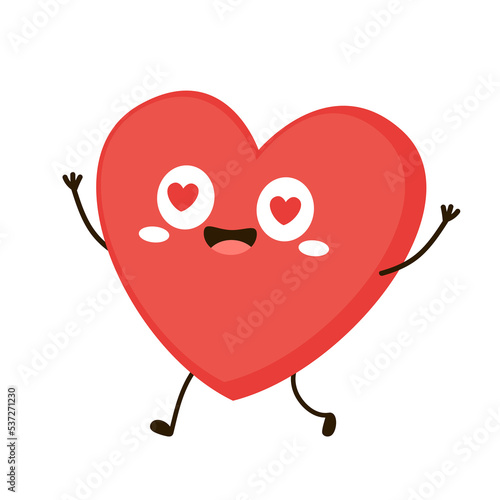 Red cute heart character. Romantic flat style Valentine's Day illustrations to express feelings of love.
