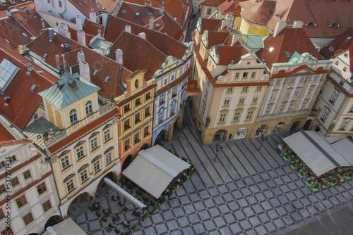 Rue Staroměstské, depuis la tour de l'hôtel de ville, Prague République Tchèque (retouchée sans personne) photo