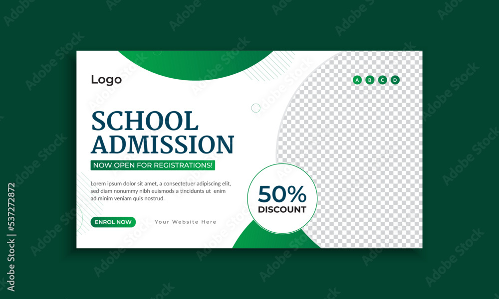 School admission web banner template design