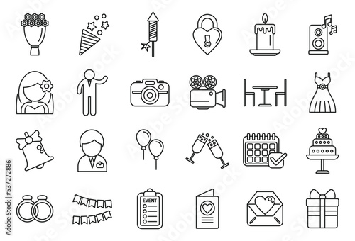 Event planner icons set outline vector. App calendar. Operation time