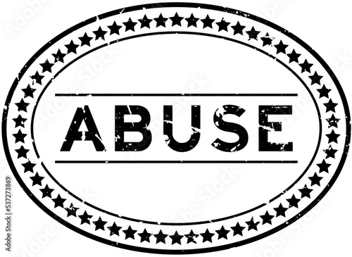 Grunge black abuse word oval rubber seal stamp on white background