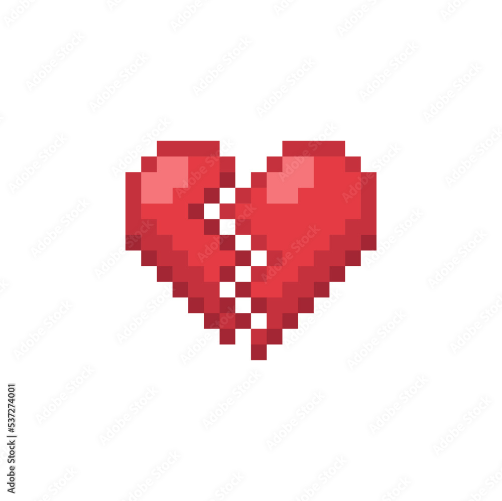 Broken Heart love symbol icon like isolated pixel art vector illustration. Game assets 8-bit sprite. Design for stickers, web, mobile app. Broken Heart love symbol icon like isolated pixel art vector illustration. Game assets 8-bit sprite. Design for stickers, web, mobile app.