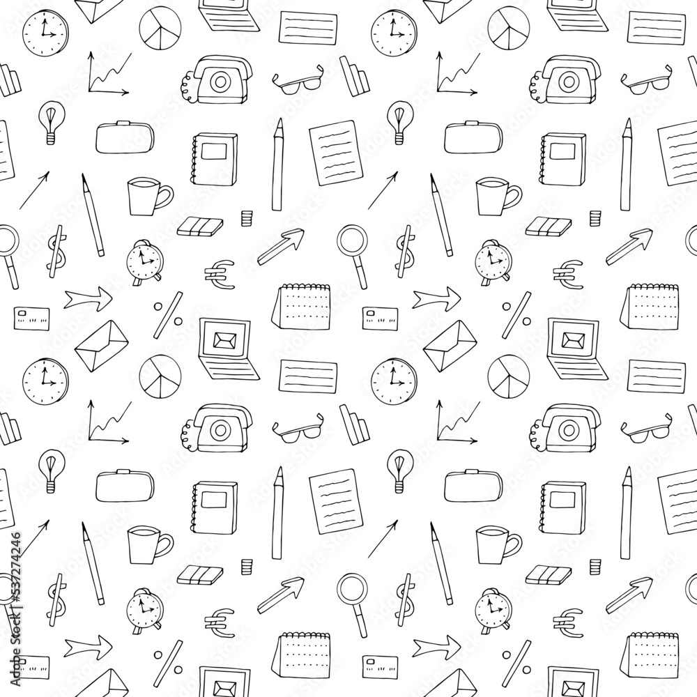 Business planning seamless pattern vector illustration, hand drawing doodles Business planning seamless pattern vector illustration, hand drawing doodles