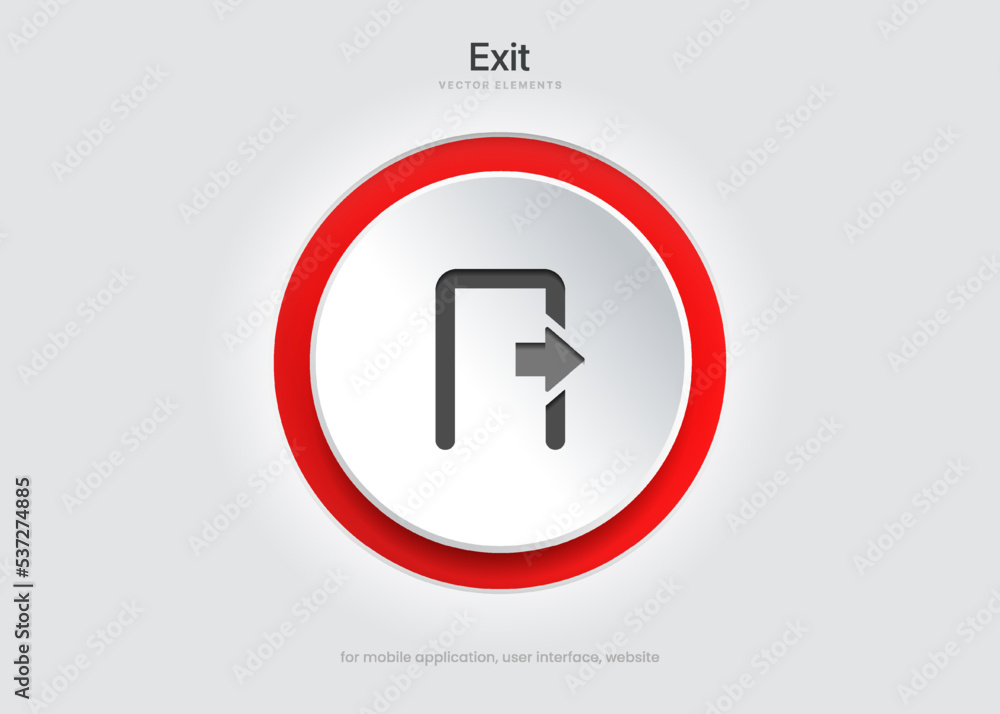 Emergency fire exit door icon. Red exit icon. Arrow symbol. Logout icon, Sign out symbol for website, mobile app, UI UX. Vector illustration. EPS 10. Emergency fire exit door icon. Red exit icon. Arrow symbol. Logout icon, Sign out symbol for website, mobile app, UI UX. Vector illustration. EPS 10.