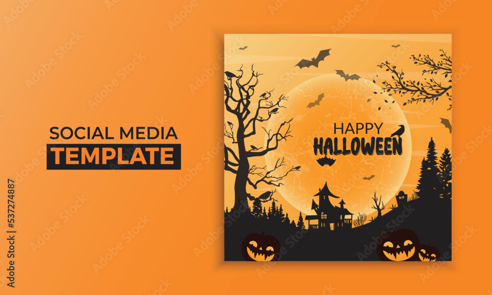 Halloween party social media post template