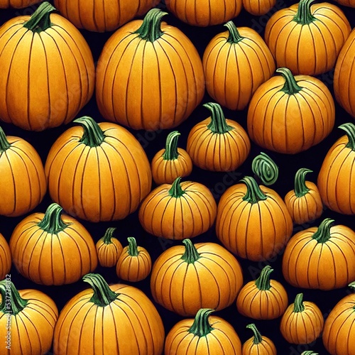 seamless tillable repetitive Halloween Pumpkin pattern wallpaper 3D illustration
