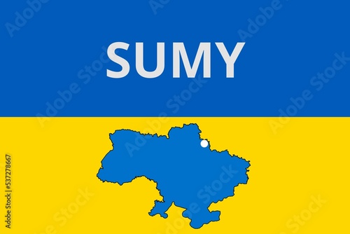Sumy: Illustration mit dem Namen der ukrainischen Stadt Sumy