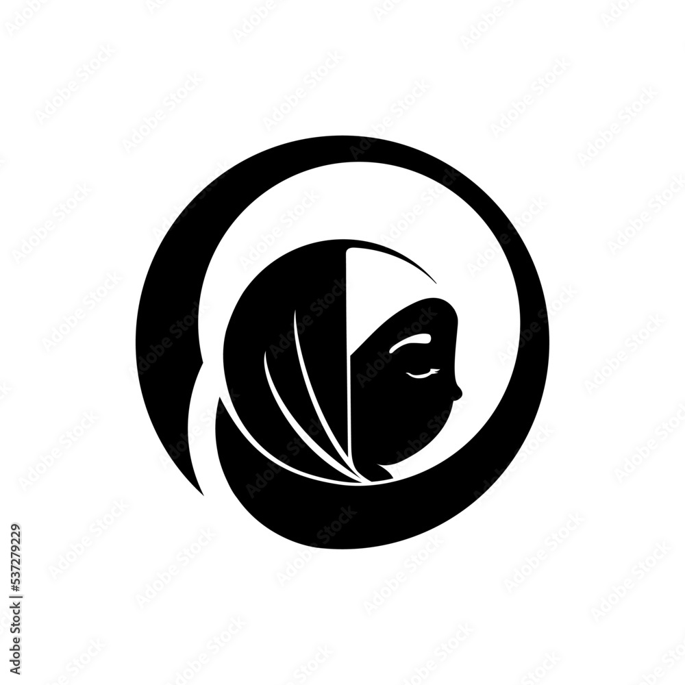 circular woman in hijab logo template black and white circular woman in hijab logo template black and white