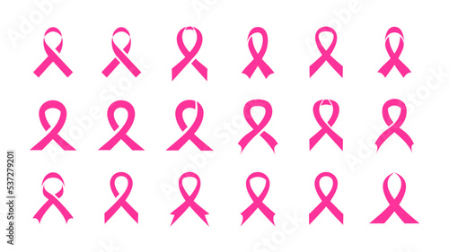 pink cancer awareness ribbon vector set