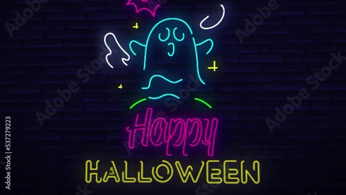 Halloween Neon Light Party Animation Wall Background
