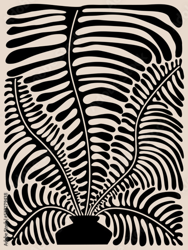 abstract fern plant  art poster,  vector illustration graphic print