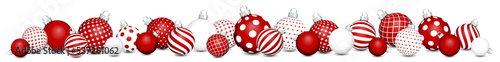 Schmales Banner Weihnachtskugeln Mit Muster Dunkelrot Weiß Silber