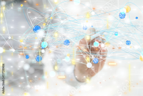 Global network. Blockchain. 3D illustration. Neural networks and artificial intelligence. Abstract